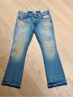 Gallery Dept Men’s Light Blue Paint-Splatter Bootcut Jeans